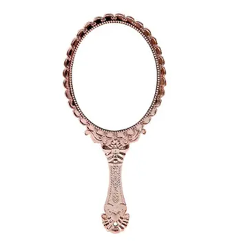 

Creative Retro Pattern Handle Makeup Mirror Makeup Mirror Portable Carry-On Lace Mirror Hand-Held Mirror