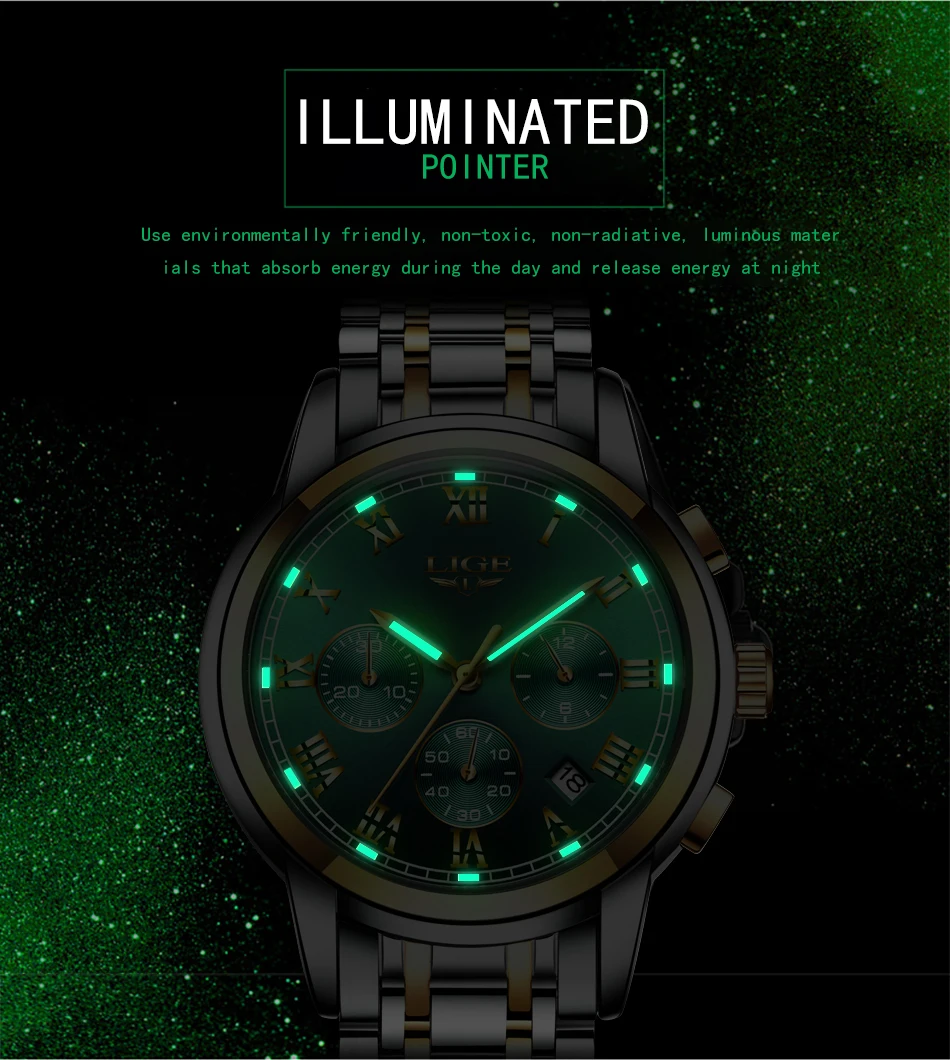 Hc24fb51d4204488aa0c66652b7f9245ep Watches Mens 2019 LIGE Top Brand Luxury Green Fashion Chronograph Male Sport Waterproof All Steel Quartz Clock Relogio Masculino