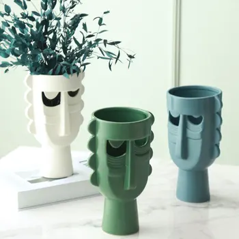 

Minimalist Portrait Vases Ceramic Sculpture Human Face Vase Flower Pot Desk Decor Flower Arrangement Planter