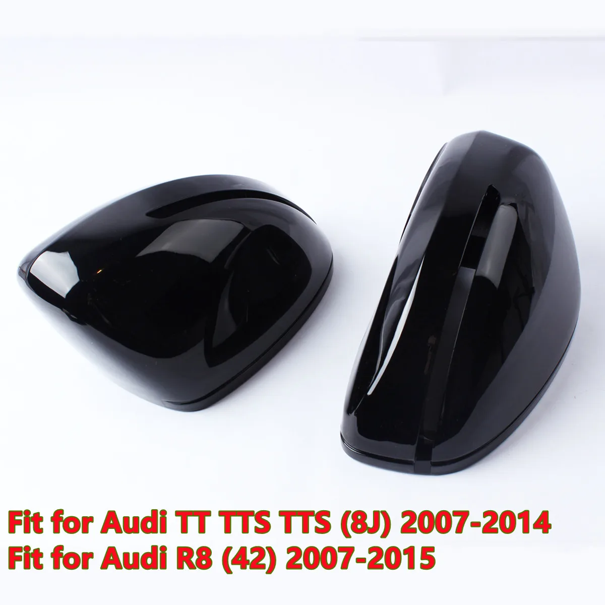 

Pair Upgraded Glossy Black Wing Side Rear View Door Mirrors Cover Cap For Audi TT TTS TT RS 8J MK2 2007-2014 R8 42 2007-2015