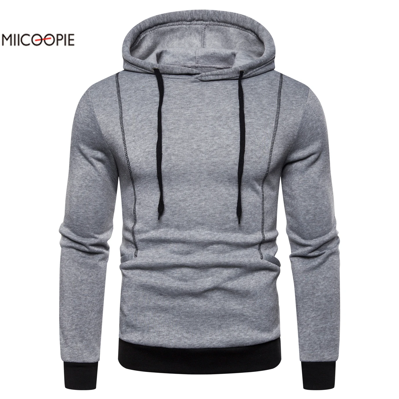 

Miicoopie 2019 New Mens Hoodie Fashion Solid Long Sleeve Pullover Mens Sweatshirt Street Wear