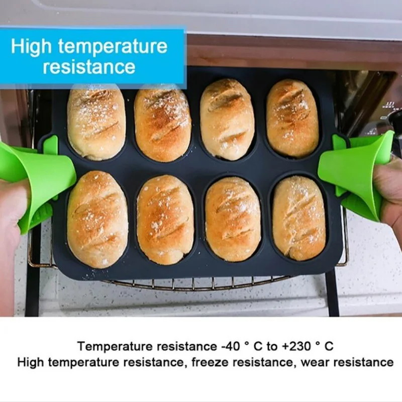 35*24*3cm Silicone Bread Baking Mold Non-stick Perforated Fench Bread Forms Tray Baguette Loaf Baking Pan Bakery Tools 8Grids