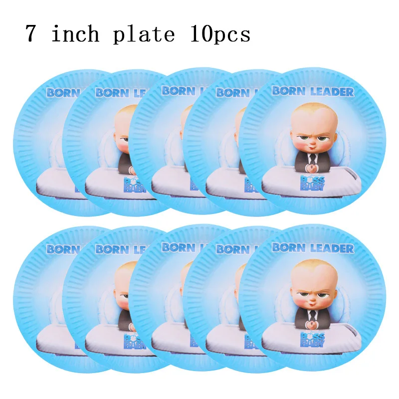 10pcs plates Мультяшные детские бумажные тарелки и стаканы с соломинкой, топпер для торта, подарок на день рождения для мальчиков, вечерние принадлежности - Цвет: 10pcs plates