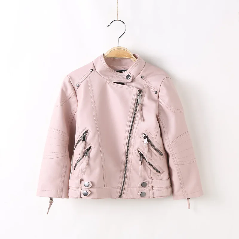 

2-14Y HOT selling new Pu leather jackets for baby girl and boys loose good quality children coats kids spring sutumn winter tops