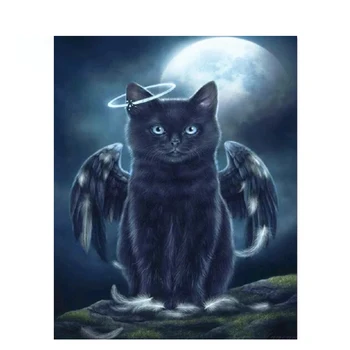 

Diamond Painting Full Square Drill Angel Black Cat DIY Diamond Embroidery Sale Animal Rhinestones Picture Diamond Mosaic Home De