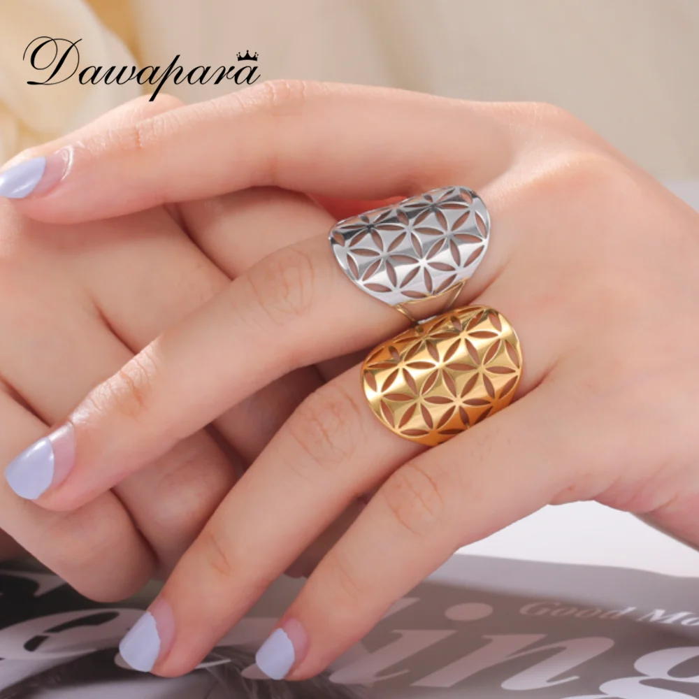 Flower of Life Seed of Life Hollow Adjustable Ring Stainless Steel Jewelry Gift Anniversary stainless steel ring adjustable rings