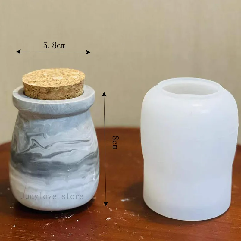 Spices Jar Silicone Molds Concrete Candy Bottle Seasoning Containers Resin Mold Wood Lids silicone mold