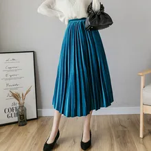 Зимняя женская плиссированная юбка бархатная большого размера плюс юбка макси модная повседневная офисная юбка женская Jupe