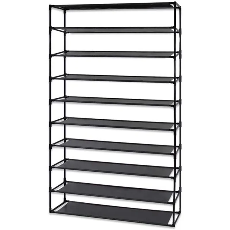 

Simple Assembly Shoe Rack Detachable Non-Woven Waterproof Fabric Shoe Organizer Tower Space Saver Stackable Storage Shelf Black