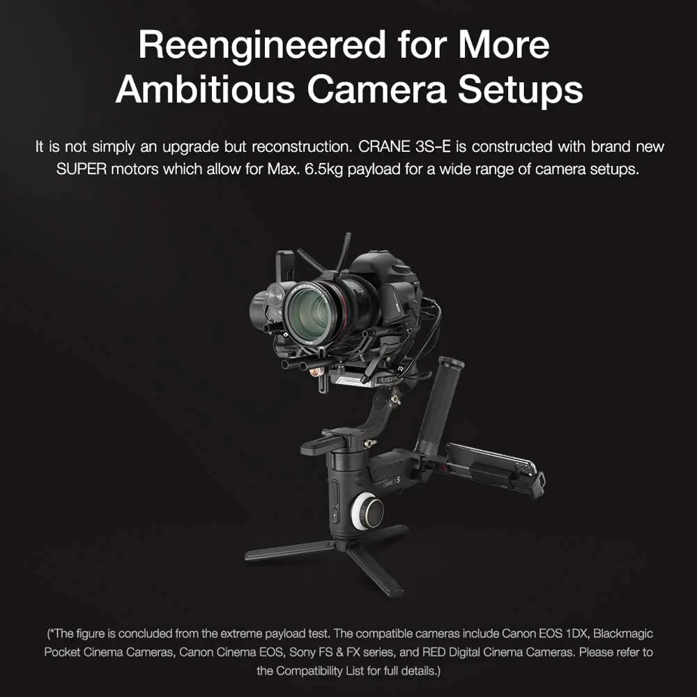Zhiyun Crane 3S 3 осевой Ручной Стабилизатор для DSLR камер и видеокамер 6 5 кг Полезная