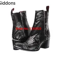 Новинка года; яркие черные мужские ботинки «Челси» со змеиным узором; Bota Coturnos Masculino; мужские ботинки «Челси»; Zapatos De Hombre; D307