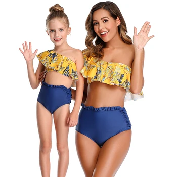 

New Mother and Daughter Swimsuit Mommy and Me Swimwear Bikini Family Matching Clothes Outfits Look Mom Mum Baby Dresses Clothing