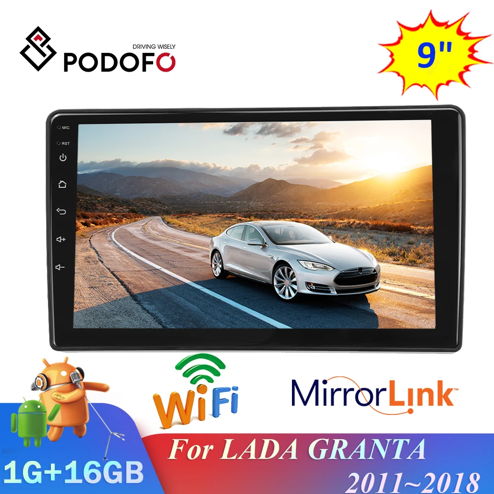 Автомагнитола Podofo Android 1 + 16 ГБ 2din мультимедийный видеоплеер для LADA GRANTA 2011 ~ 2018 GPS Wi Fi