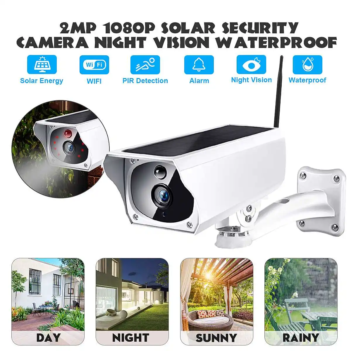 

1080P HD Solar Surveillan Wireless Camera Home Security Surveillance Waterproof Outdoor IR Night Vision Audio Camera Speaker