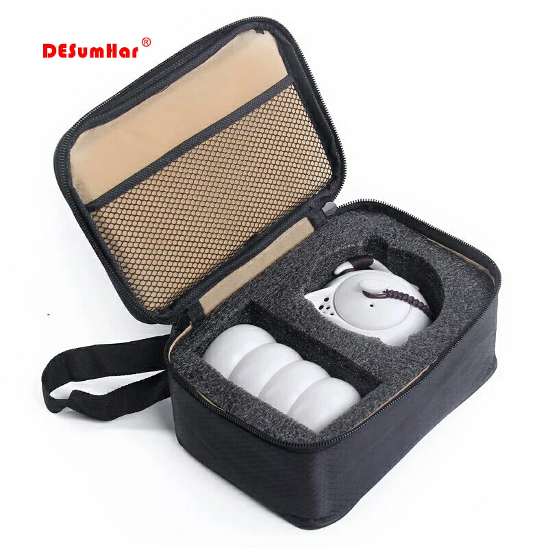 

Portable Travel Tea set 1 Teapot 4 Teacups ,Beautiful and easy GongFu teapot kettle, Ceramic Portable Teaset,Coffee Cup gaiwan