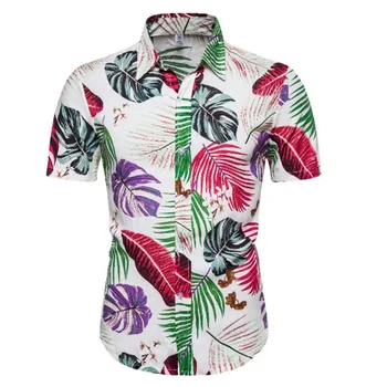 

MODA VELOCE Mens Summer Shirts Hawaii Print Men Shirt Wholesale Men Shirt Short Sleeve Cotton