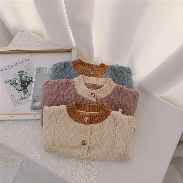 New Cotton Kids Cardigan Boys Girls Children's Knit Cardigan Sweaters Autumn Winter Thicken Kids Knitwear Coats LZ298