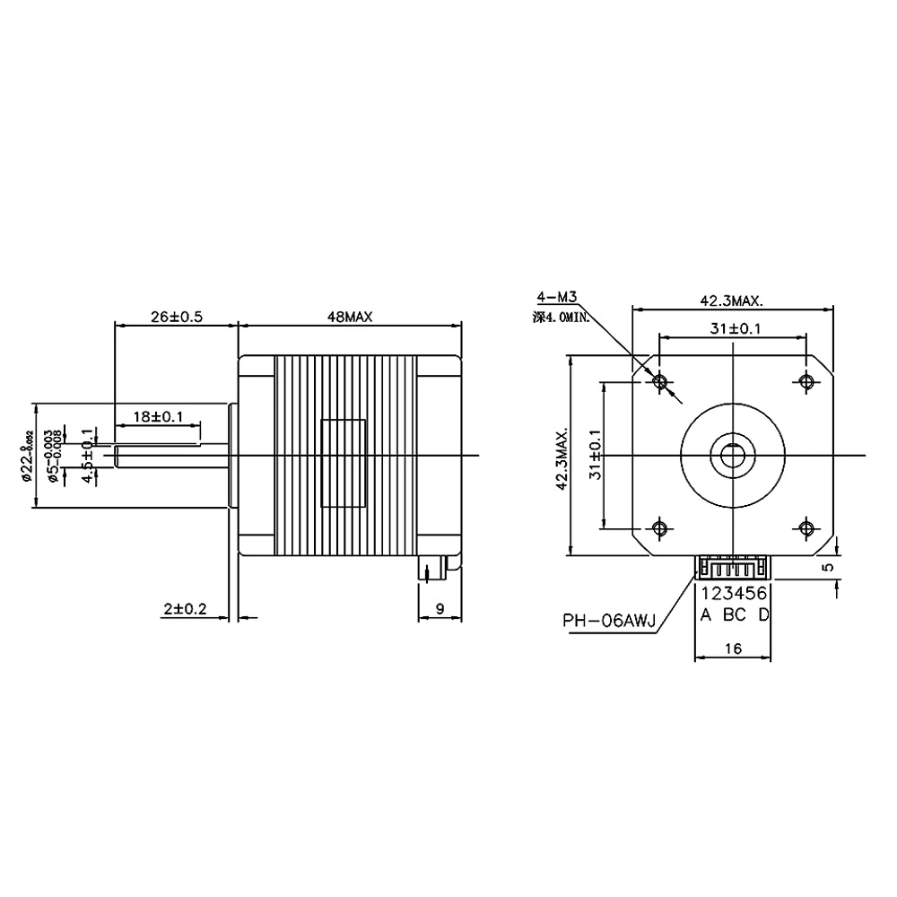 Stepper Motor 1 m Cabo para impressora 3D CNC XYZ Motor