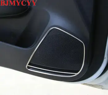

BJMYCYY Cover case sticker for KIA K2 RIO 2017 Car styling 4pcs Stainless steel Door Speaker interior decoration cover sticker