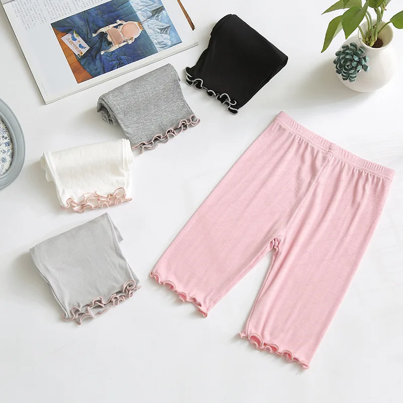 Girls Pants Kids Pants Girls Trousers 2-10Years Girls Summer Leggings Kids Knee Length Five-point Pants Children Trousers Thin Modal Bottoms Leginsy Baby Clothes