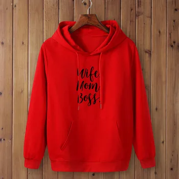 

WIFE MOM BOSS Letter Women Sweatshirt Hoody Casual Funny Sweatshirt For Lady Top Hoodie Hipster Black White Gray Drop Ship