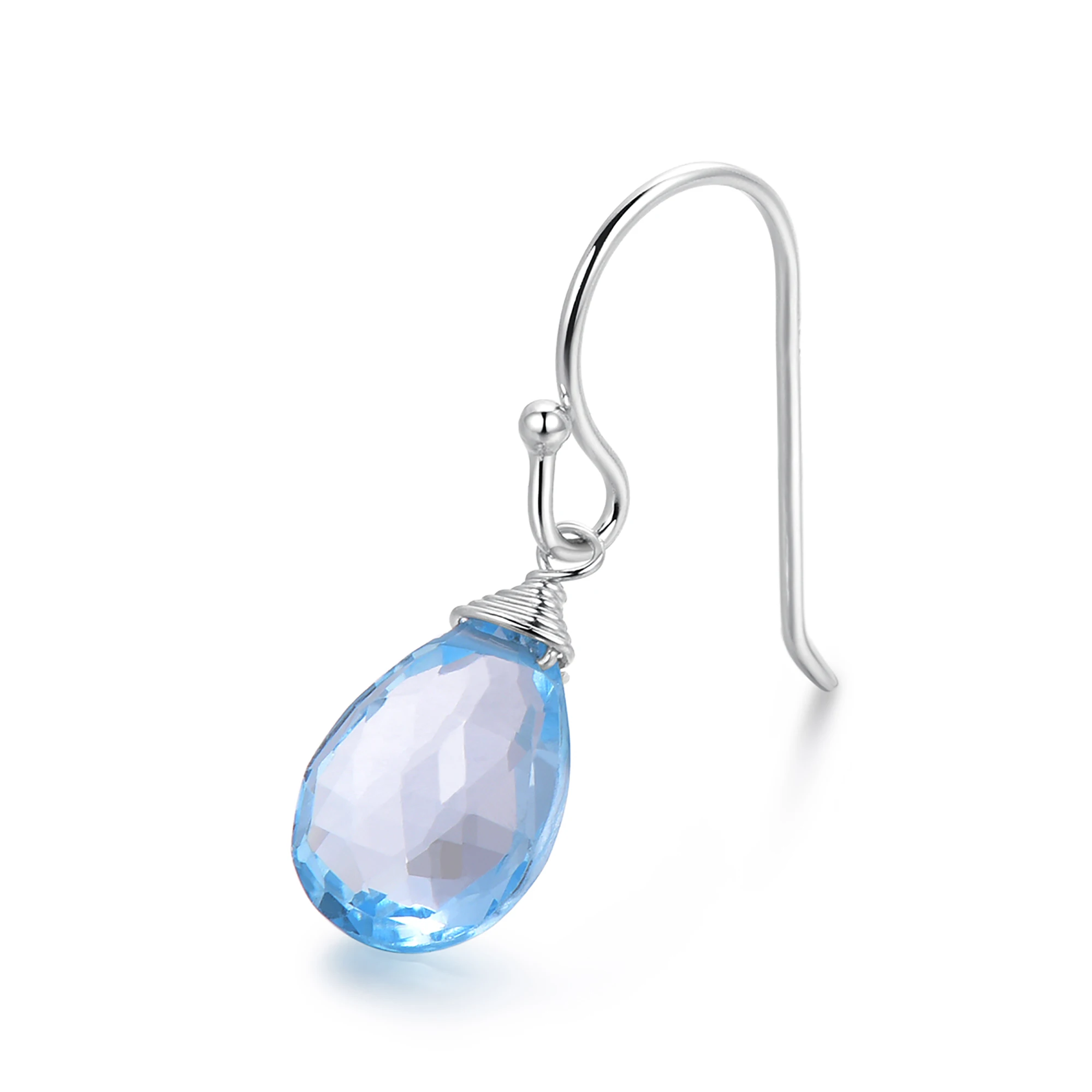 Piara Faceted Teardrop Sky Blue Topaz Earrings Hooks 925 Sterling Silver