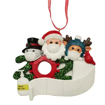 

2020 Christmas Ornament Personalized Survived Family Decoration Santa Claus With Mask Hand-washed Christmas Tree Hanging Pendant