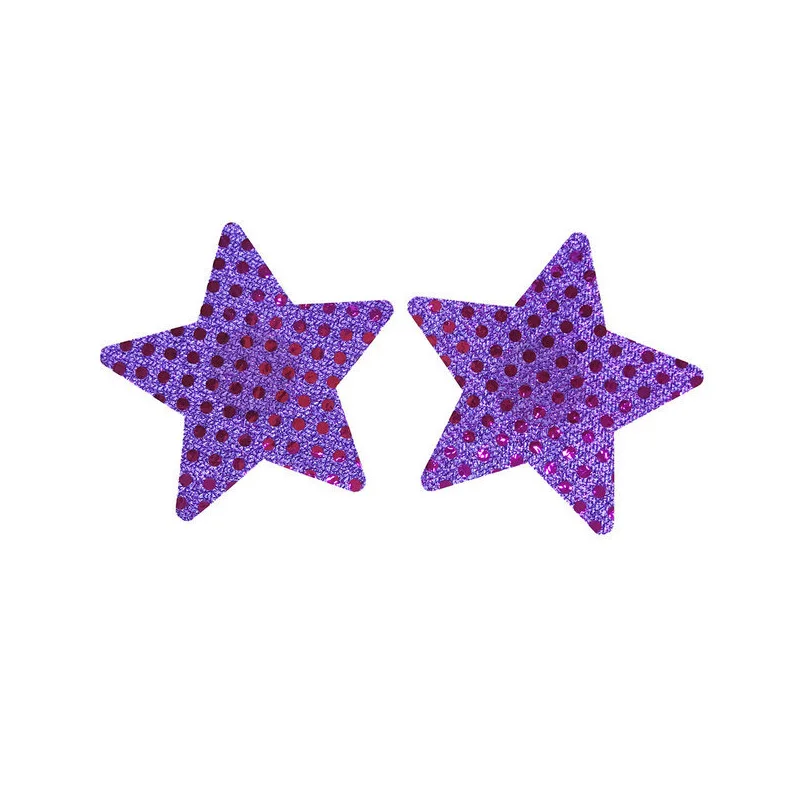 Фиолетовый NEW 10 pair(20 Pcs)Sequins Stars Shape Breast Stickers Pasties Women Nipple Cover- non-sensitizing adhesive with a soft - Цвет: Фиолетовый
