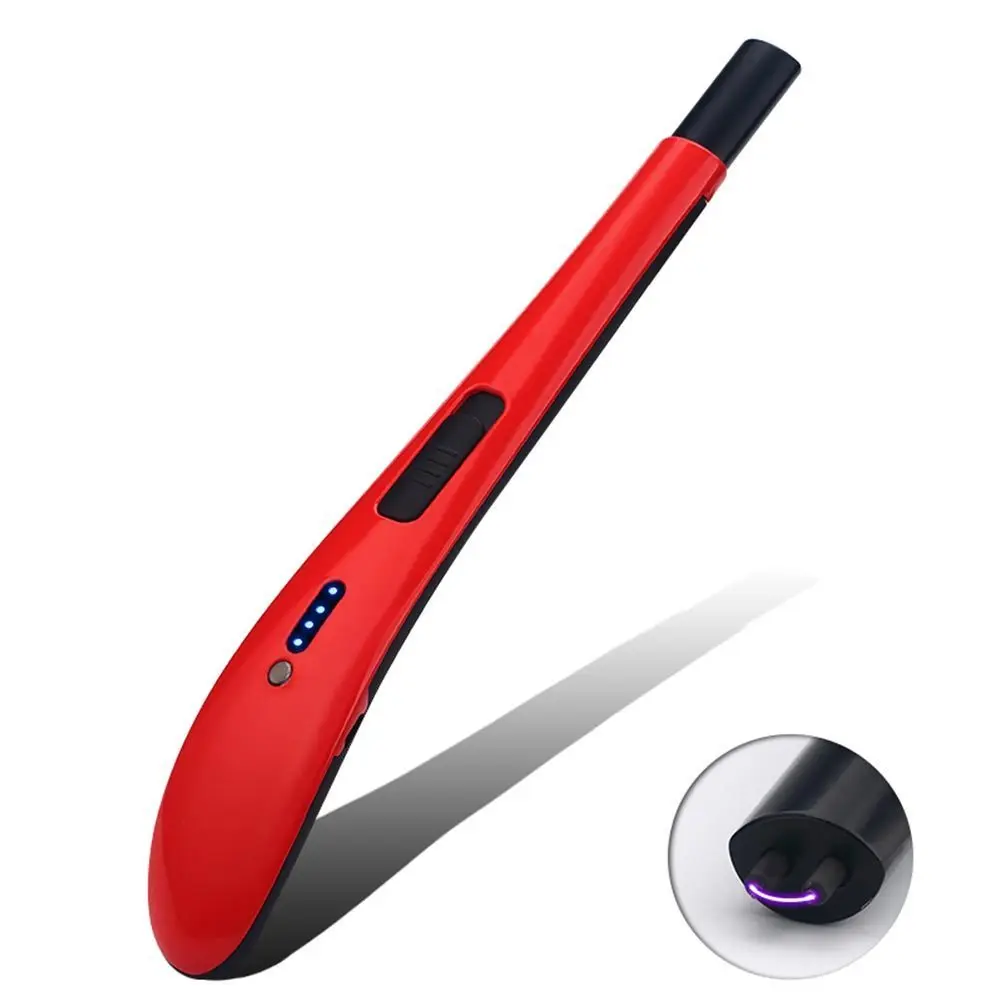 Arc ветрозащитный негорящий плазменный металлический Электронный USB перезарядки кухня BBQ дисплей мощность электрические свечи прикуриватель - Цвет: Red