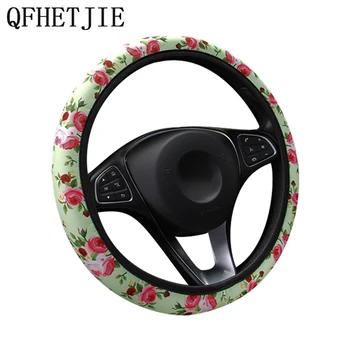 

Car Steering Wheel Cover Four Seasons Universal Inner Ring Elastic Rose Style Handlebar Cover 3 Piece Set Interior Accessories