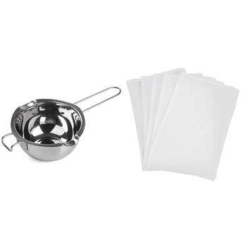 

Double Boiler Stainless Steel Chocolate Pot & Reusable Mesh Food Sieve Bag,Wine Filter Bag 200 Mesh Filter
