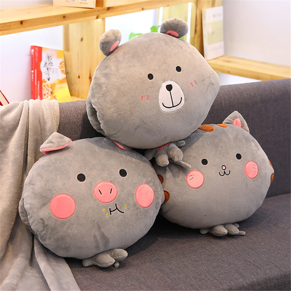 

B-LIFE Travel Blanket And Throw Pillow 2-In-1 Cute Animal Sharp Cartoon Nuts Compact Portable Soft For Traveling School Boy Girl