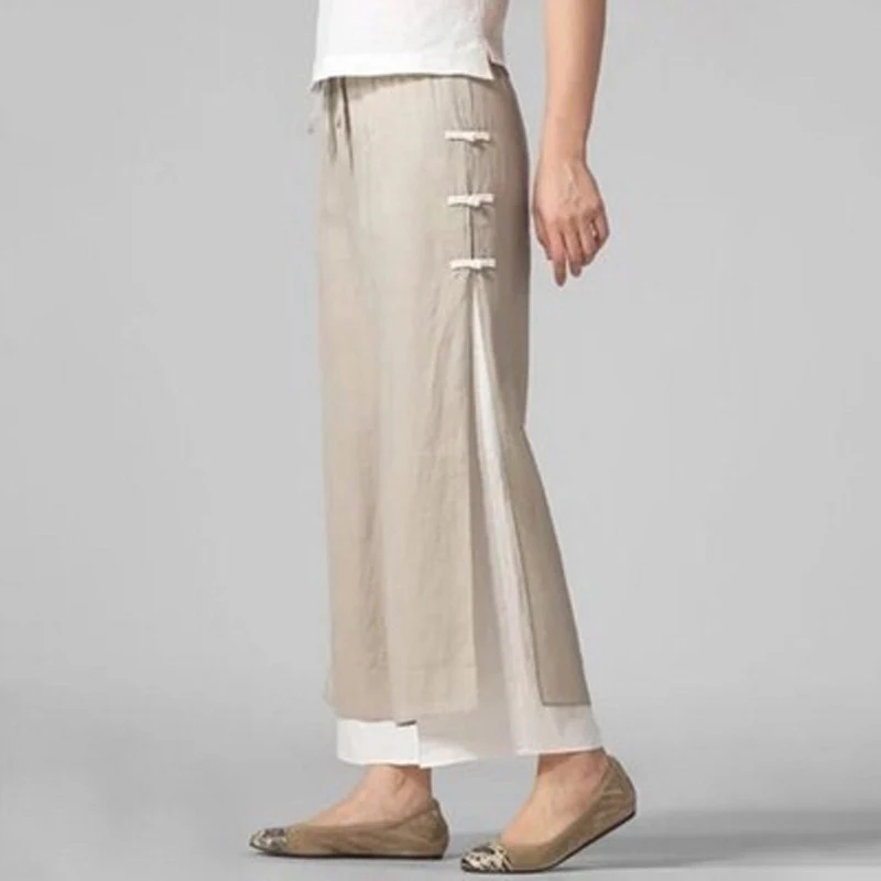 

Ladies Pants Chinese Style Casual Loose Large Size Wide Leg Pants Trousers Wild Comfortable Pants