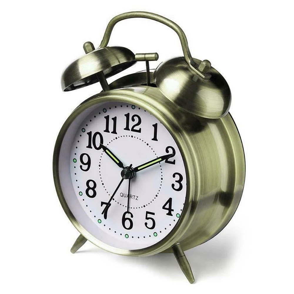 Винтажные часы будильник в стиле ретро кварцевые тикающие настольные для