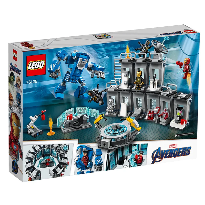Lego LEGO 76125 Super English Marvel Iron Man Mech Showroom Boy Building Toy Gift
