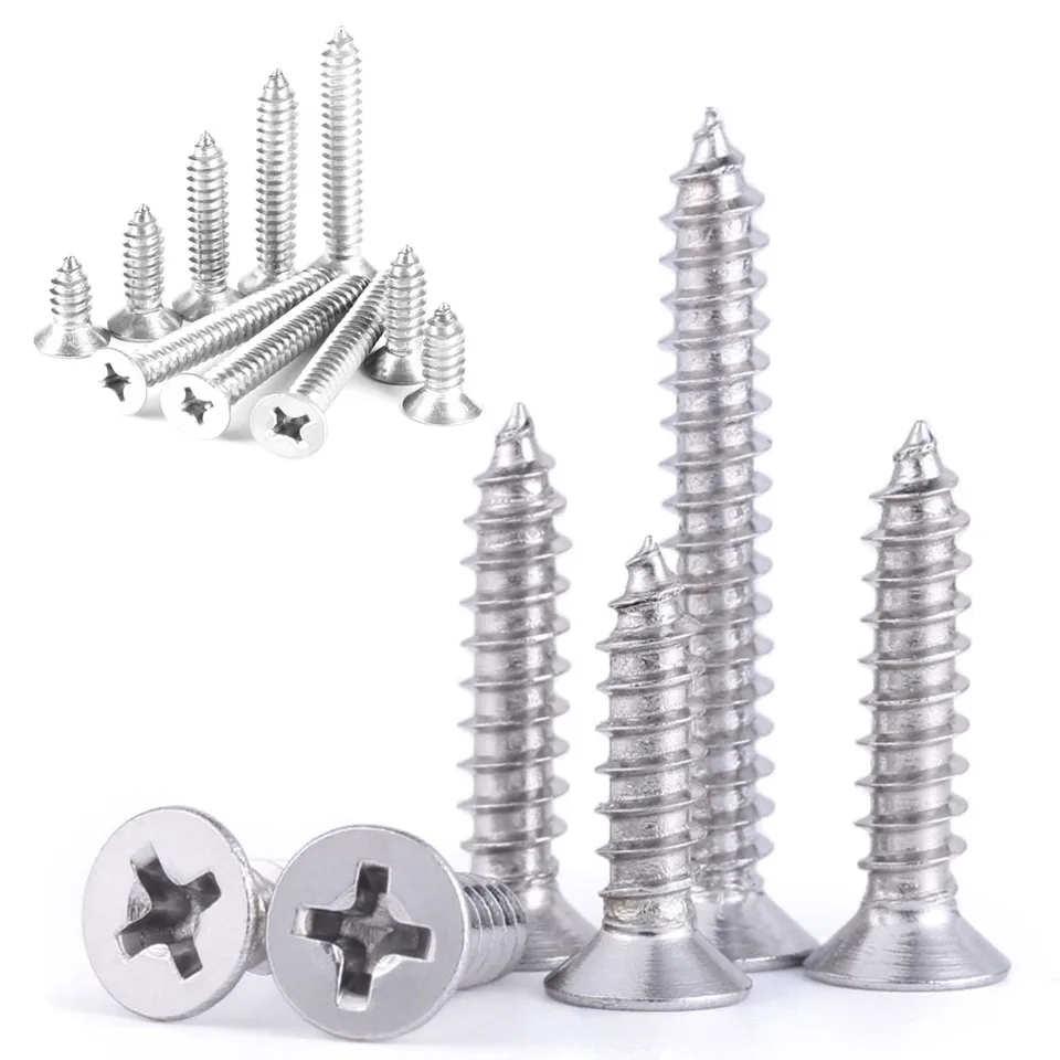 3mm 4g WOOD CHIPBOARD SCREWS A2 STAINLESS STEEL POZI COUNTERSUNK FULLY THREADED