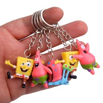 

LXJERY 5 Styles Cartoon Spongebob Characters KeyChain Women Lovely Key Chain Bag Pendant Key Ring For Women Kids Girls Toy Gift