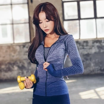 

Women Clothing Top Sport Sportswear Sweatshirt Women Jacket Hooded Thumb Hole Jacket Zipper Jacket for Women