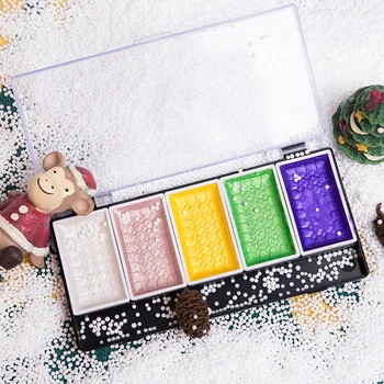 

5/8 Colors Metallic Pearl Watercolor Pigment Paint Set Gem Gouache Pigment Artist Powder Water Brush Pen Painting Art Supplies