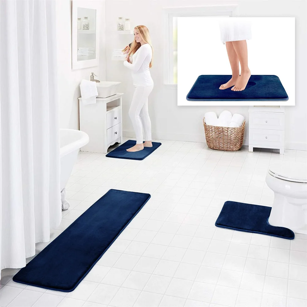 Bath Rugs Set, Bathroom Soft Bath Absorbent Mats, Includes Bath