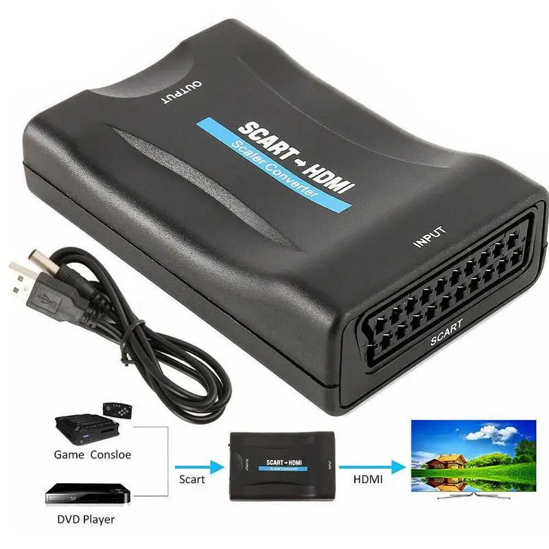 Высококлассный преобразователь 1080P Scart в HDMI Conver Video Audio hdmi-scart высококлассный Аудио