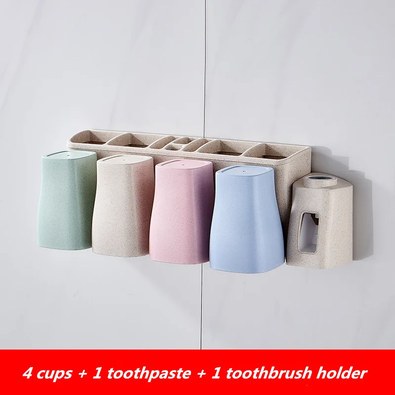 Toothpaste Toothbrush Holder Multi-functional Storage Save Space Convenient Bathroom Accessories Automatic Toothpaste Dispenser - Цвет: 4 cup set