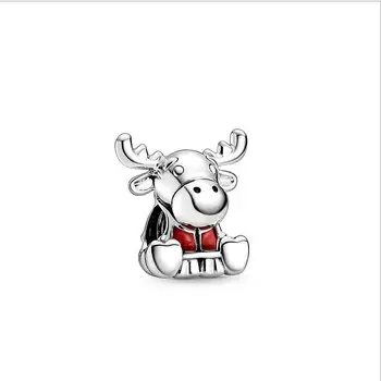 

Real 925 Sterling Silver Beads Charm Canada Moose Maple Leaf Branch beads Fit Original Bracelet For Women DIY Jewelry