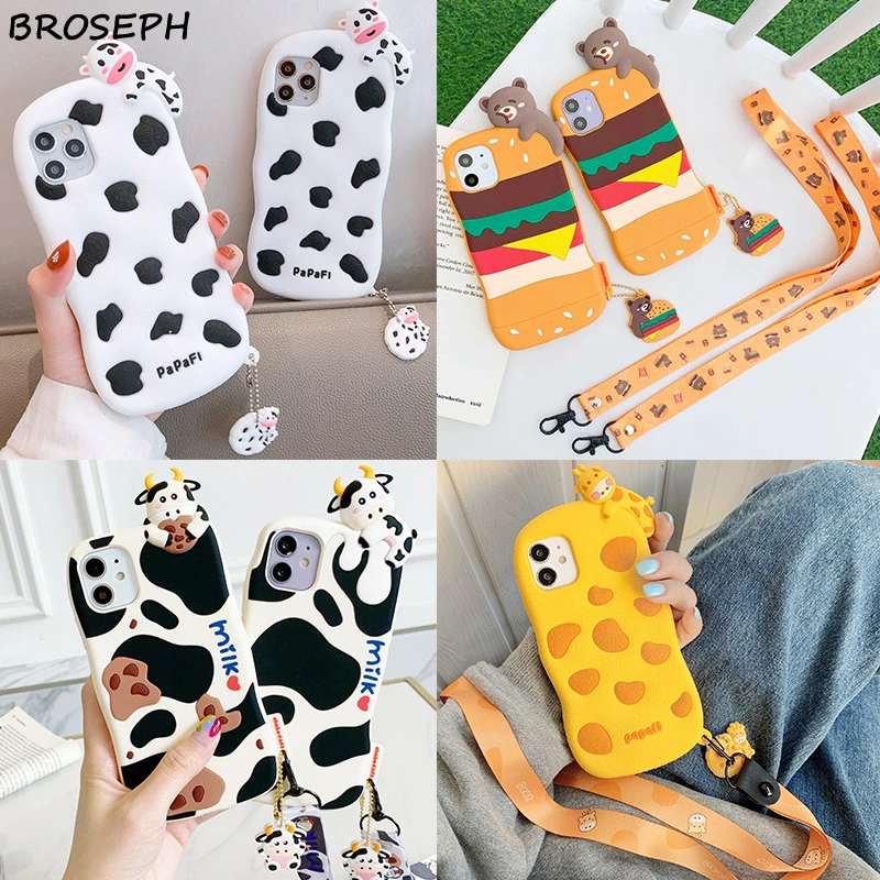 iphone 8 lifeproof case 3D Cute Cartoon Papa Cows Phone Case For iPhone 12 11 Pro X Xr Xs Max Soft Silicone Back Cover For iPhone 6 6s 7 8 Plus SE 2020 iphone 8 leather case