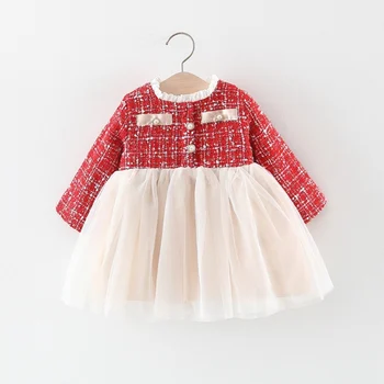 

0-4 Years Old Kids Baby Girl Clothes Dress Long Sleeve Baby Girls Cotton Mesh Princess Autumn And Winter
