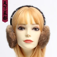 Модный бренд натуральный мех наушники зимние теплые на натуральном кроличьем меху; наушники Женская Пышная юбка из натурального кроличьего меха, ушанка