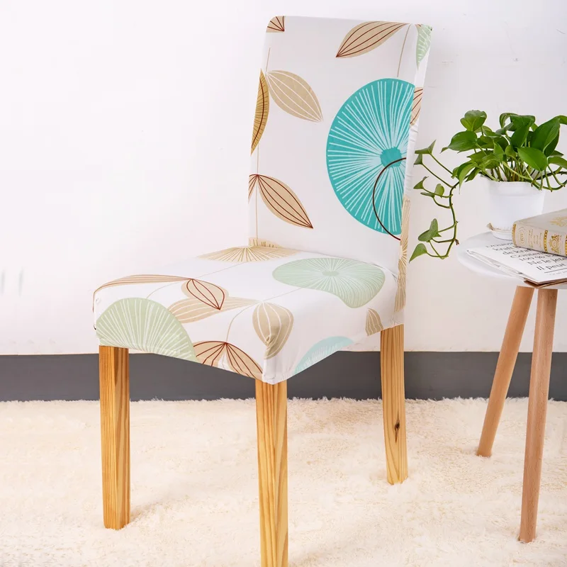 Чехлы на стулья обеденный цветочный принт Универсальный спандекс стрейч чехол стул съемный моющийся 1 шт - Цвет: color19