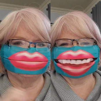 

PM2.5 Breathable Anti Dust Sand Anti Exhaust Sunscreen Face Funny Face Mask Cloth Face Covering Washable Reuse Face Mouth Mask#4