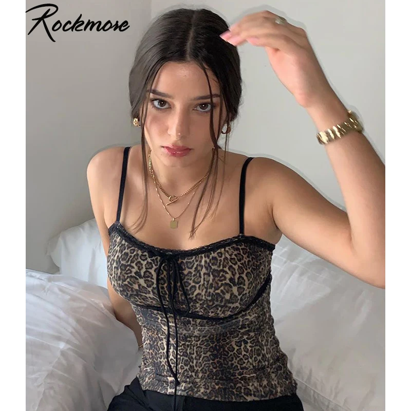 Женский топ на бретельках Rockmore Леопардовый с открытыми плечами клубный лето |