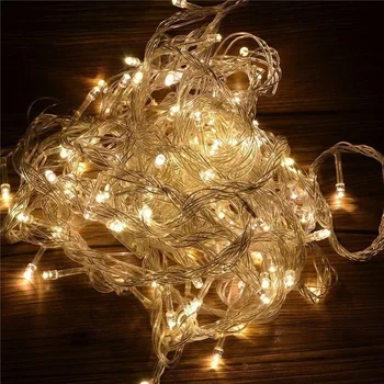 

100 LED Starry String battery Warm Led Garland Fairy Micro LED Transparent Copper Wire for Party Christmas Wedding (EU Plug)